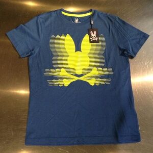 Psycho Bunny Men's Small Blue Nile Turing Graphic Tee Shirt Short Sleeve NWT